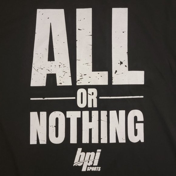 M&S Mens All Or Nothing BPI Sports Black V-Neck T-Shirt Medium - Picture 2 of 4